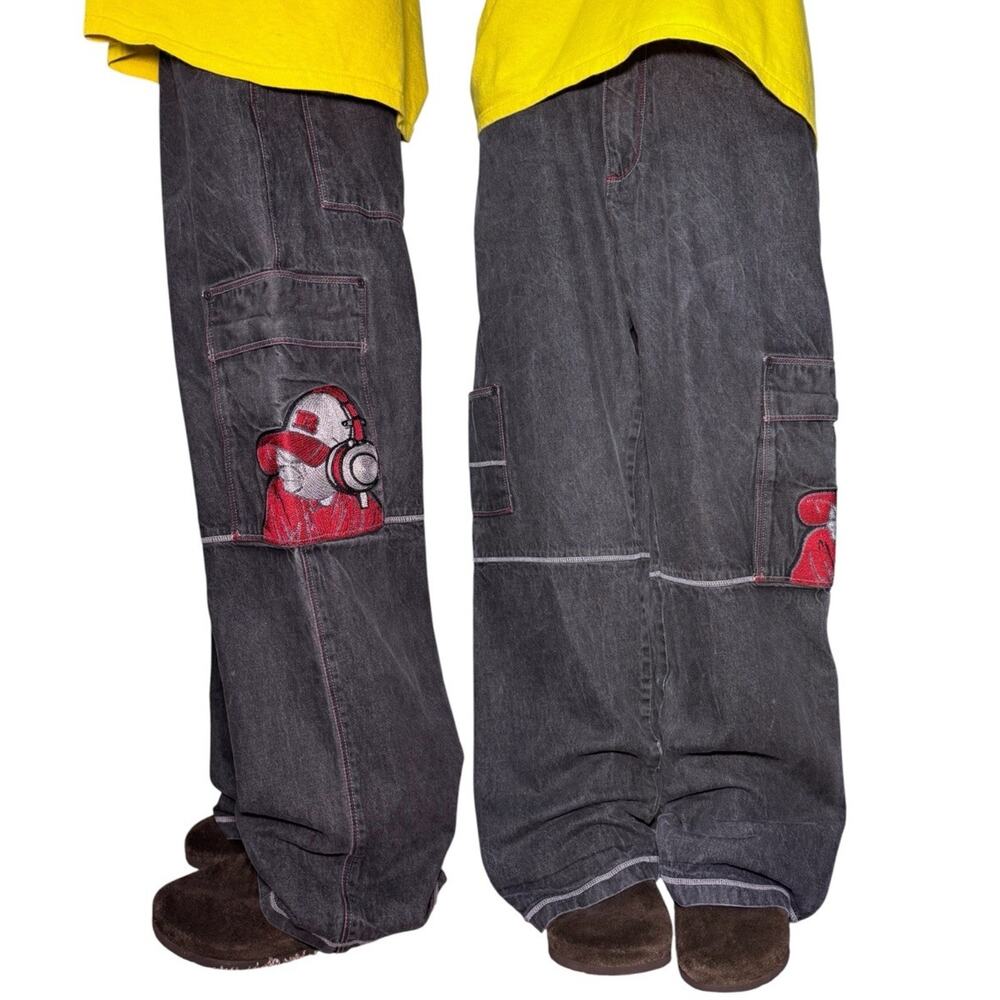 Y2k Loose Fit Jeans Mens SOHK 31x32 skater Type embroidery